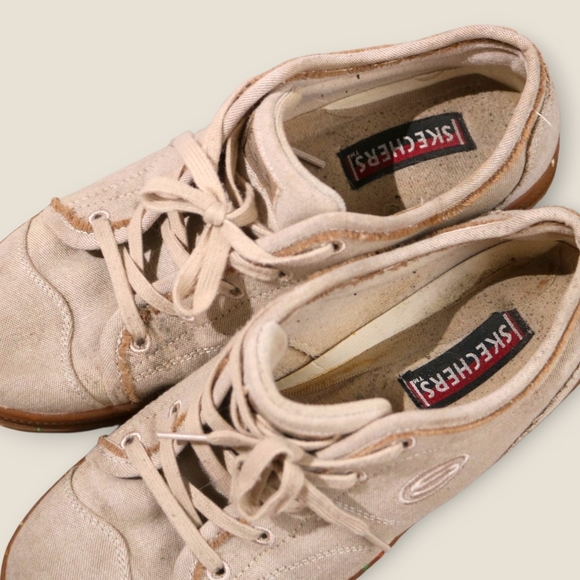 Skechers Street Roadies Chunky Sneaker Retro Y2K Style Beige Canvas Sz 10 - Picture 5 of 6